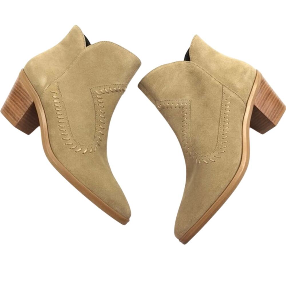 Rebecca Minkoff Western Ankle Suede Bootie Lulu Stack Heel Women's Size 5.5M